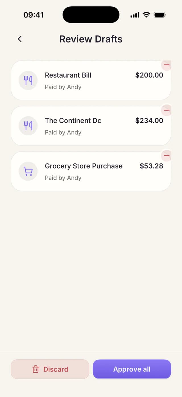 Expense drafts