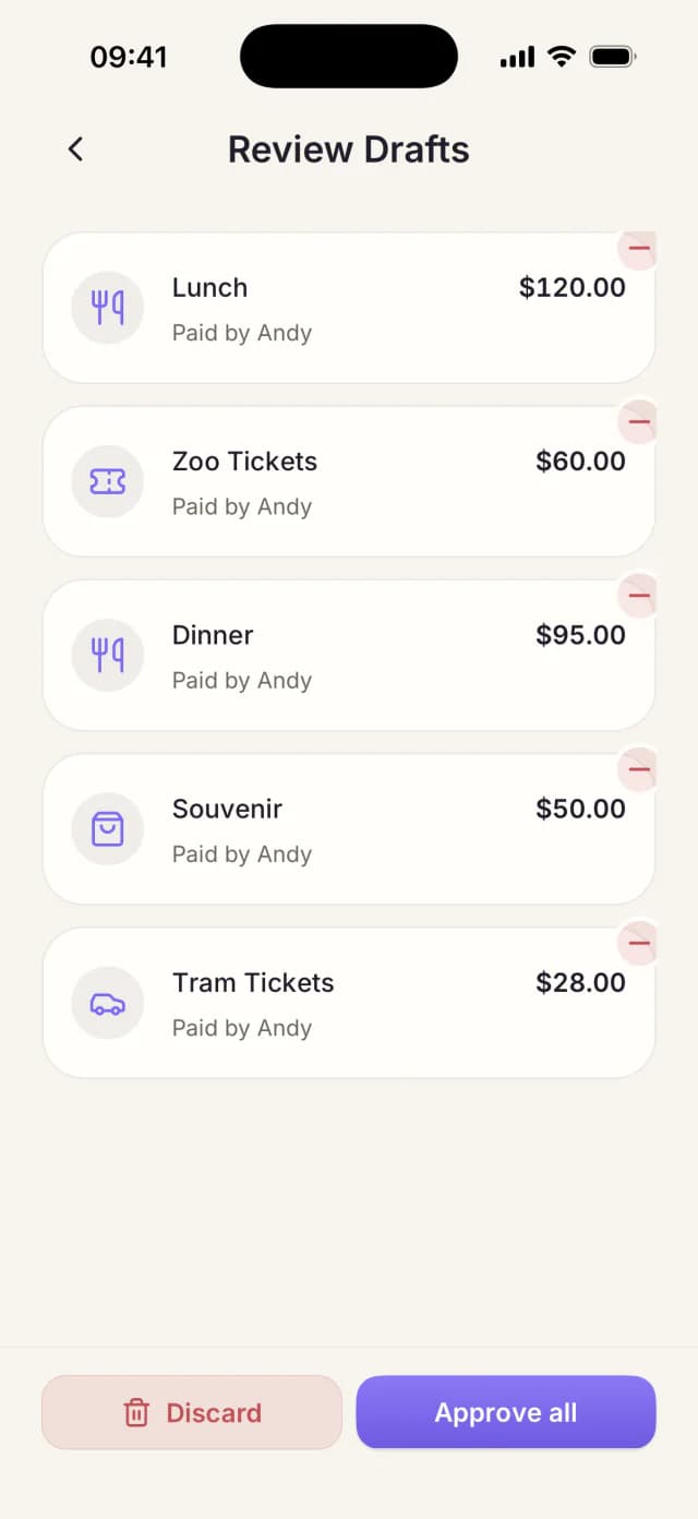 Expense drafts